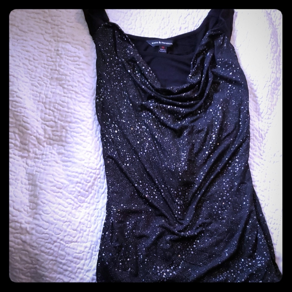 Sparkling Top! Rock & Republic 🌷Draped Tank 🌷 M